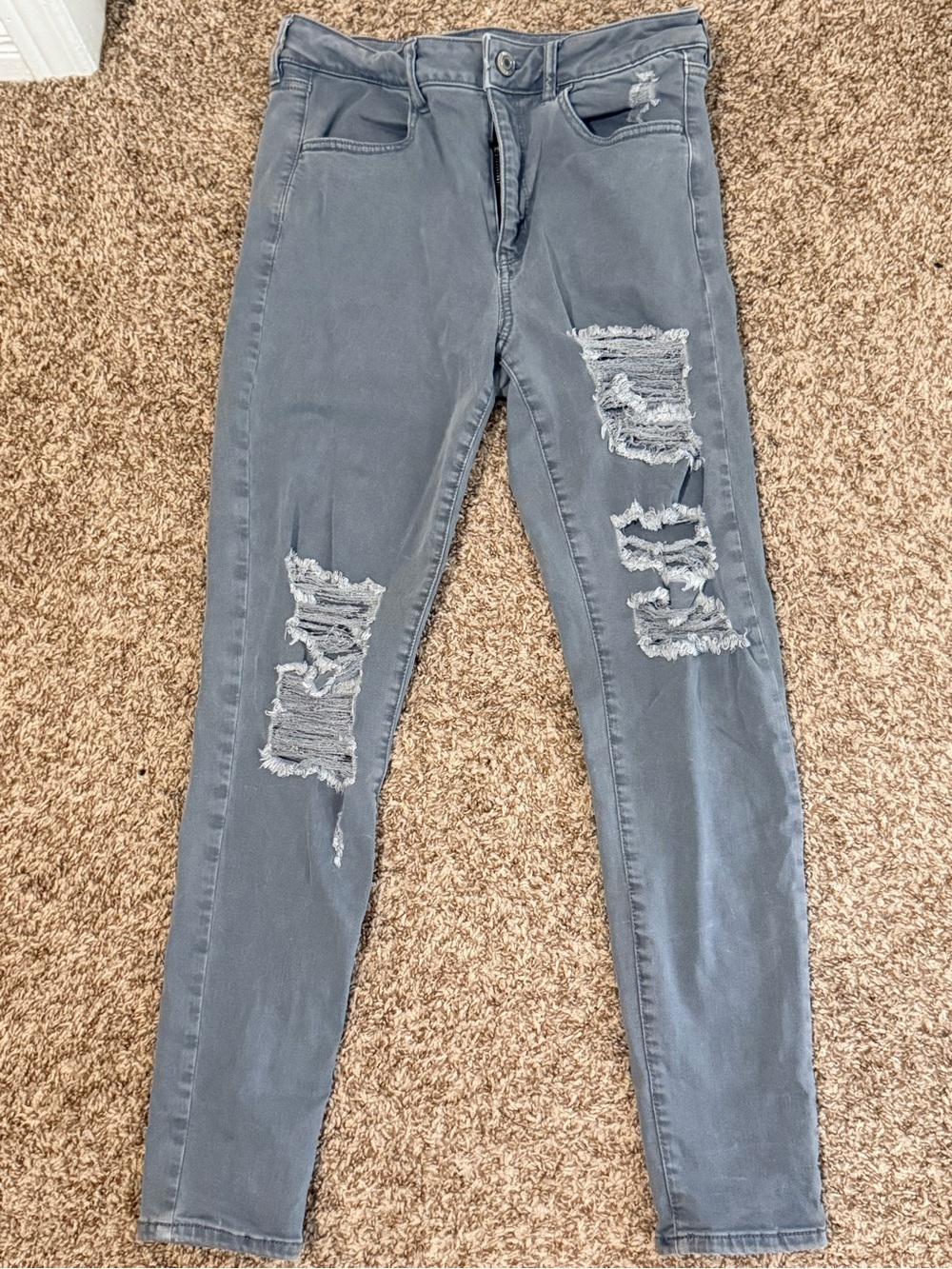 American Eagle Outfitters Grey Distressed Jeans
